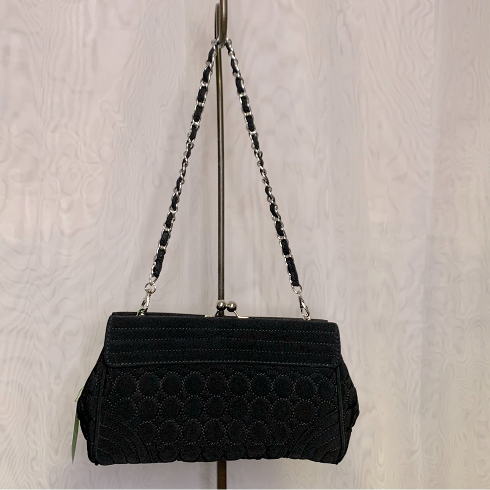 Vera Bradley Kisslock clutch - Quilted Black - with removable chain strap - NWT